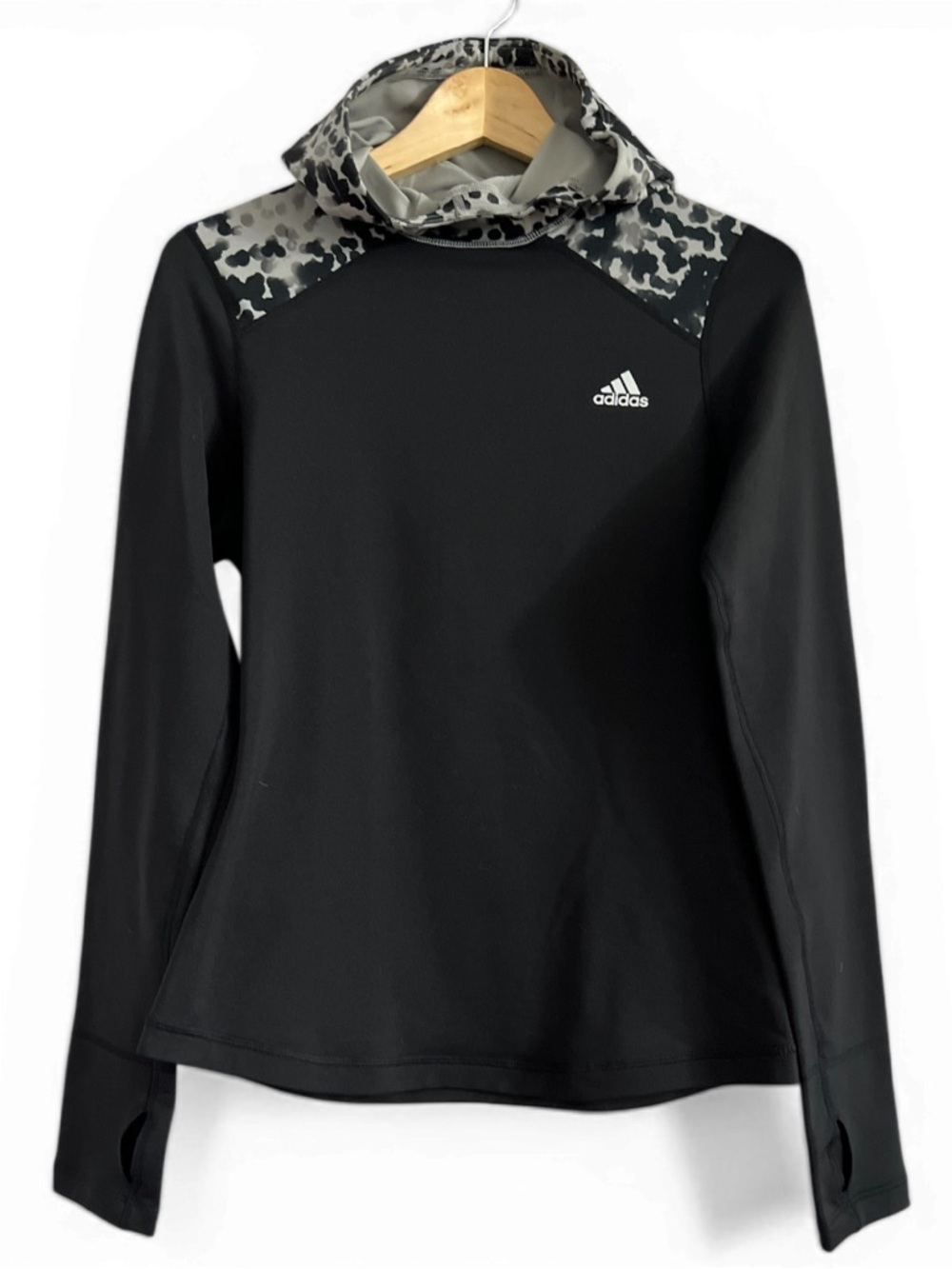 adidas ClimaWarm Hoodie Womens Small Black Cowl Neck Pullover 2015 Athleisure
